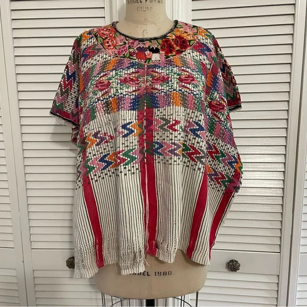 Authentic Vintage Guatemalan Mayan Huipil Textile/Poncho